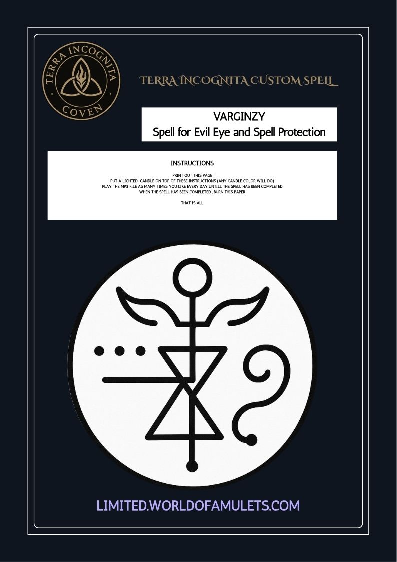 Hand-written spell parchment for Varginzy
