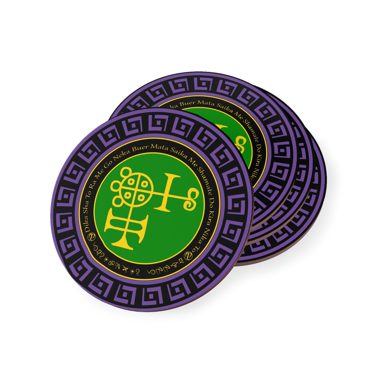 Demon Buer Coaster 4pcs ជាមួយ Sigil និង Enn - Abraxas Amulets ® Magic ♾️ Talismans ♾️ ការចាប់ផ្តើម