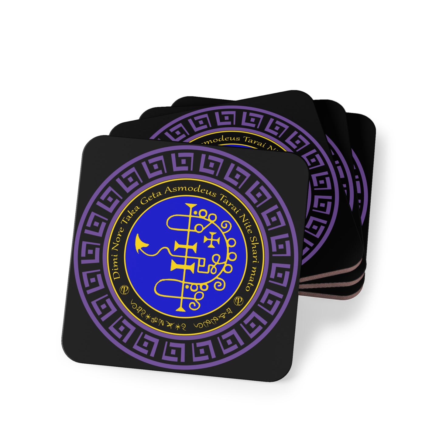 ਭੂਤ ਅਸਮੋਡੀਅਸ ਕੋਸਟਰ 4pcs ਸੈੱਟ - Abraxas Amulets ® Magic ♾️ Talismans ♾️ Initiations