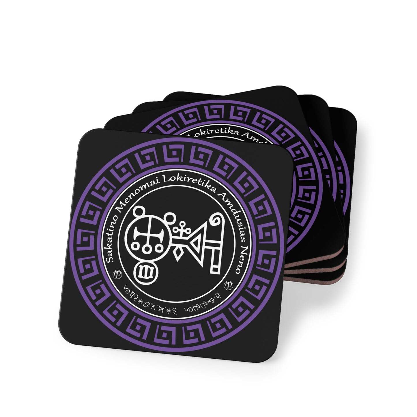 Demon Amdusias Coaster 4pcs ກັບ Sigil ແລະ Enn - Abraxas Amulets ® Magic ♾️ Talismans ♾️ ການລິເລີ່ມ
