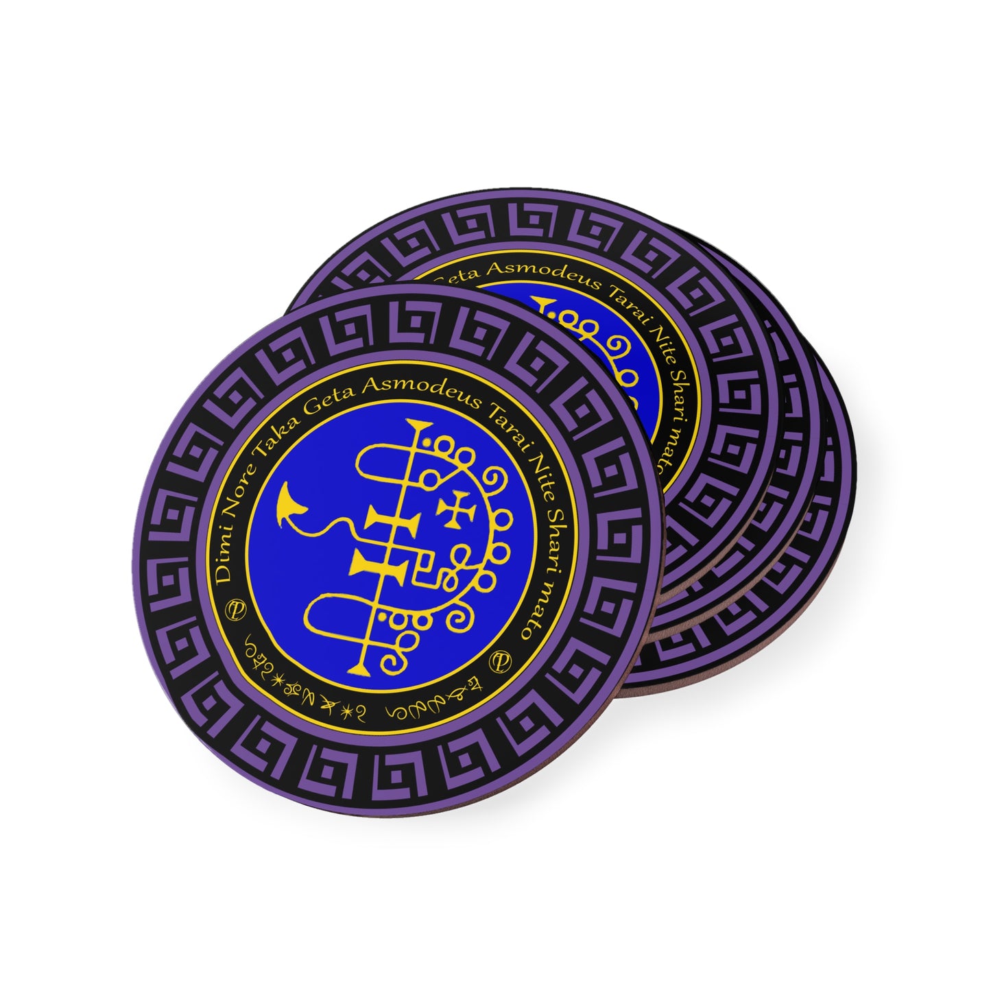 daemonium Asmodeus coaster 4pcs set - Abraxas Amulets ® Magic Talismans Initiationes
