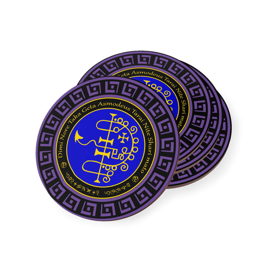 demon Asmodeus coaster 4pcs set - Abraxas Amulets ® Magic ♾️ Talismans ♾️ ආරම්භයන්