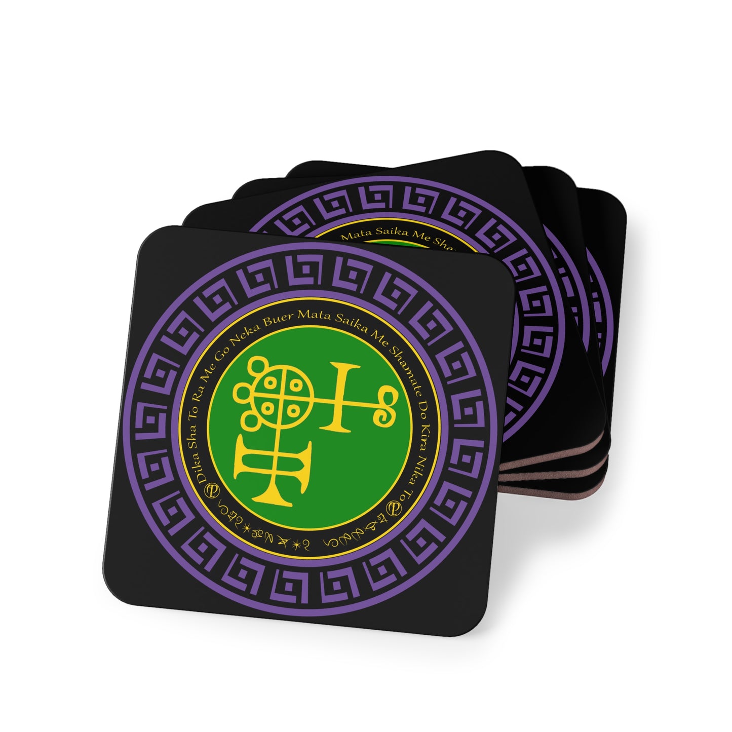 Demon Buer Coaster 4pcs ជាមួយ Sigil និង Enn - Abraxas Amulets ® Magic ♾️ Talismans ♾️ ការចាប់ផ្តើម