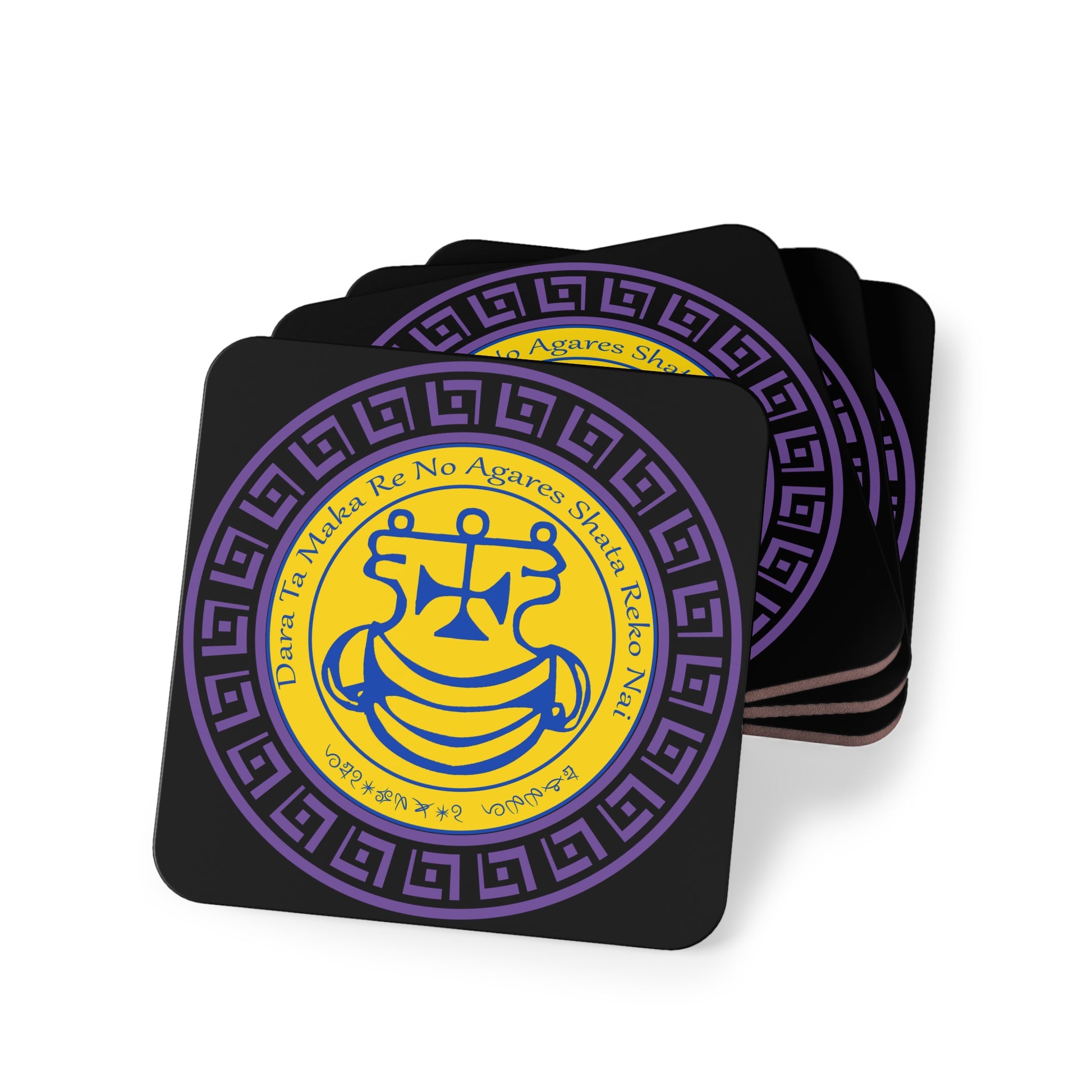 Demon Agares Coaster 4 stuks met Sigil en Enn - Abraxas Amulets ® Magic ♾️ Talismans ♾️ Inisiasies