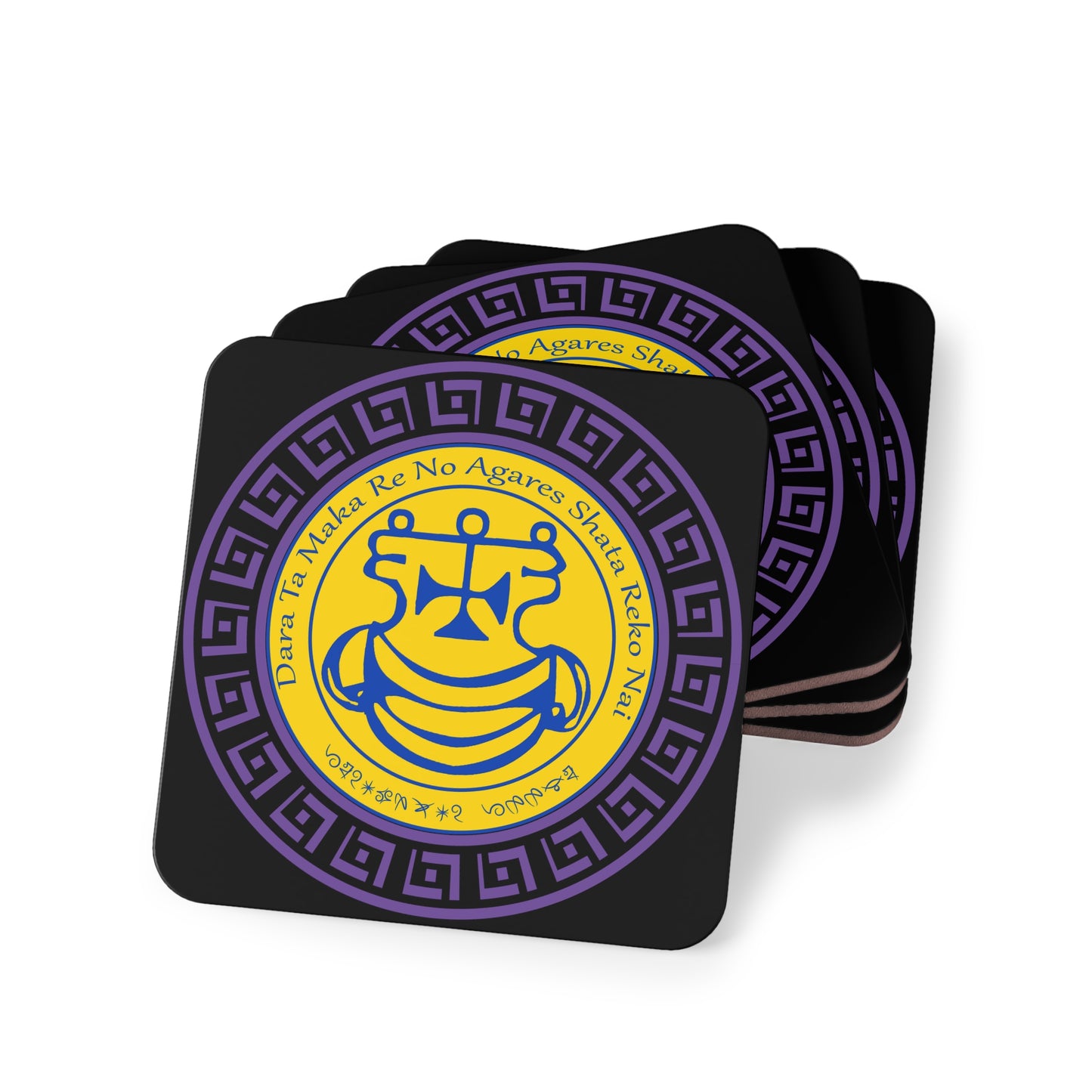 Demon Agares Coaster 4 dona Sigil va Enn bilan - Abraxas Amulets ® Magic ♾️ Talismans ♾️ Boshlanishlar