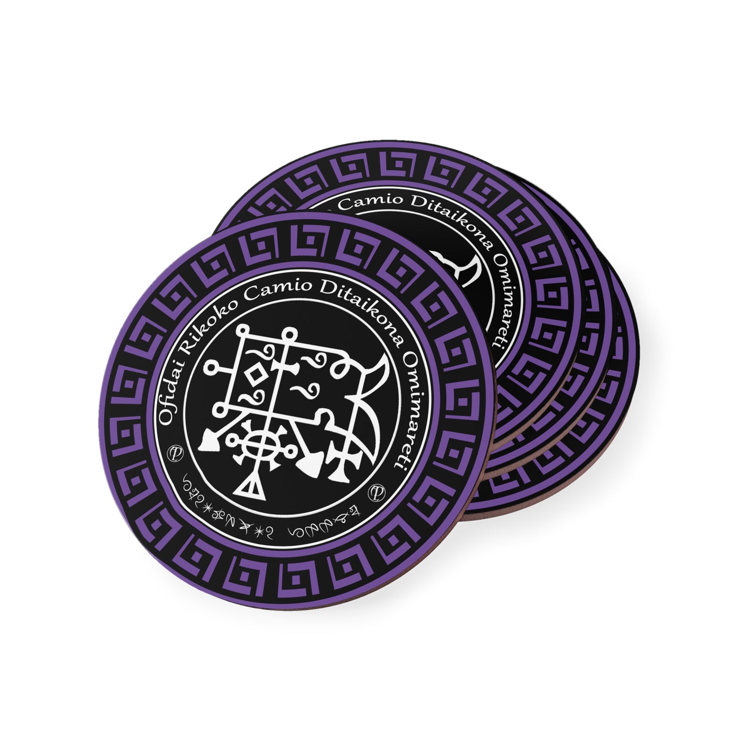 Dæmon Camio Coaster 4 stk med Sigil og Enn - Abraxas Amulets ® Magic ♾️ Talismaner ♾️ Indvielser