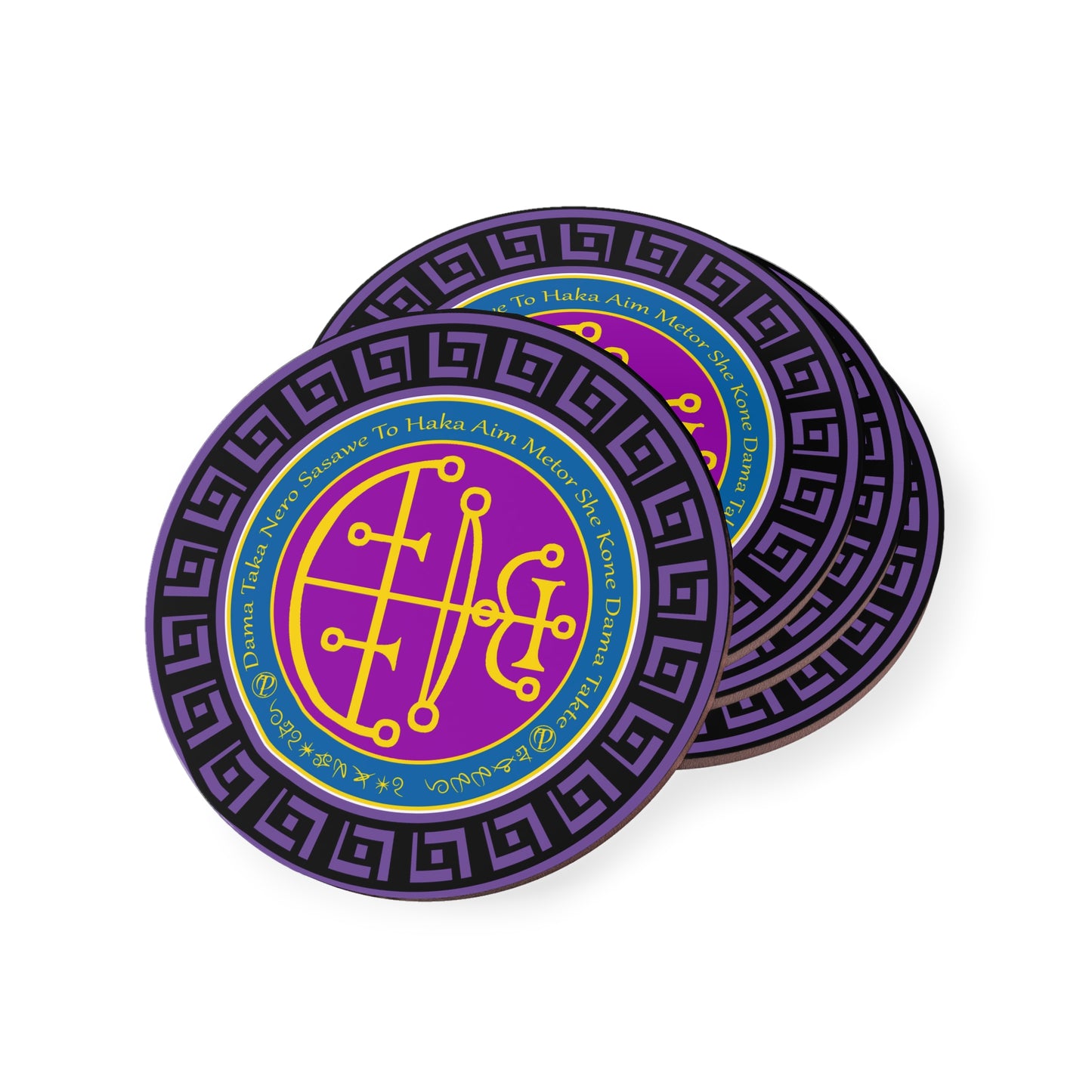 Demon Aim Coaster 4pcs pẹlu Sigil ati Enn - Abraxas Amulets ® Magic ♾️ Talismans ♾️ Awọn ipilẹṣẹ