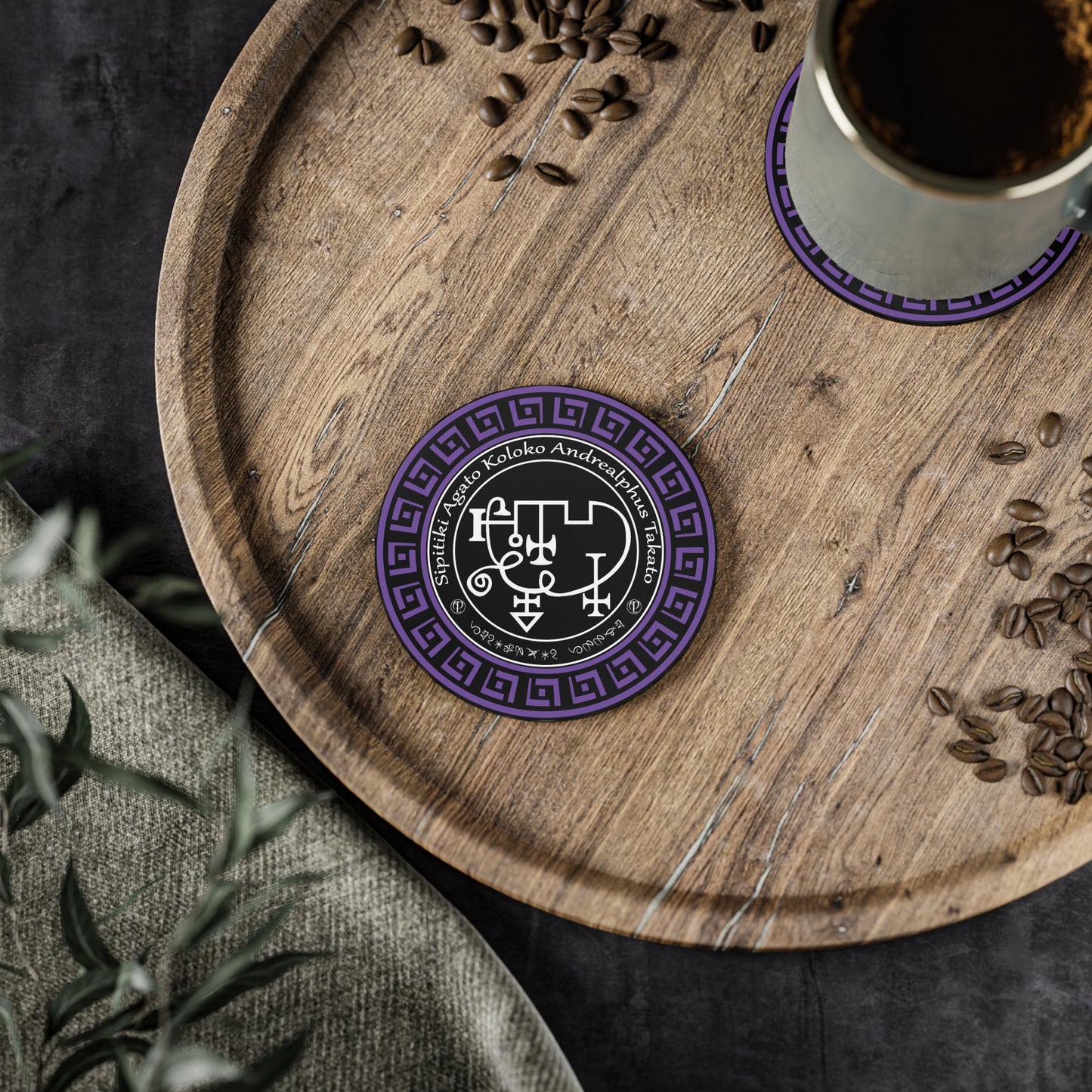 Demon Andrealphus Coaster 4stk med Sigil og Enn - Abraxas Amulets ® Magic ♾️ Talismaner ♾️ Initiasjoner