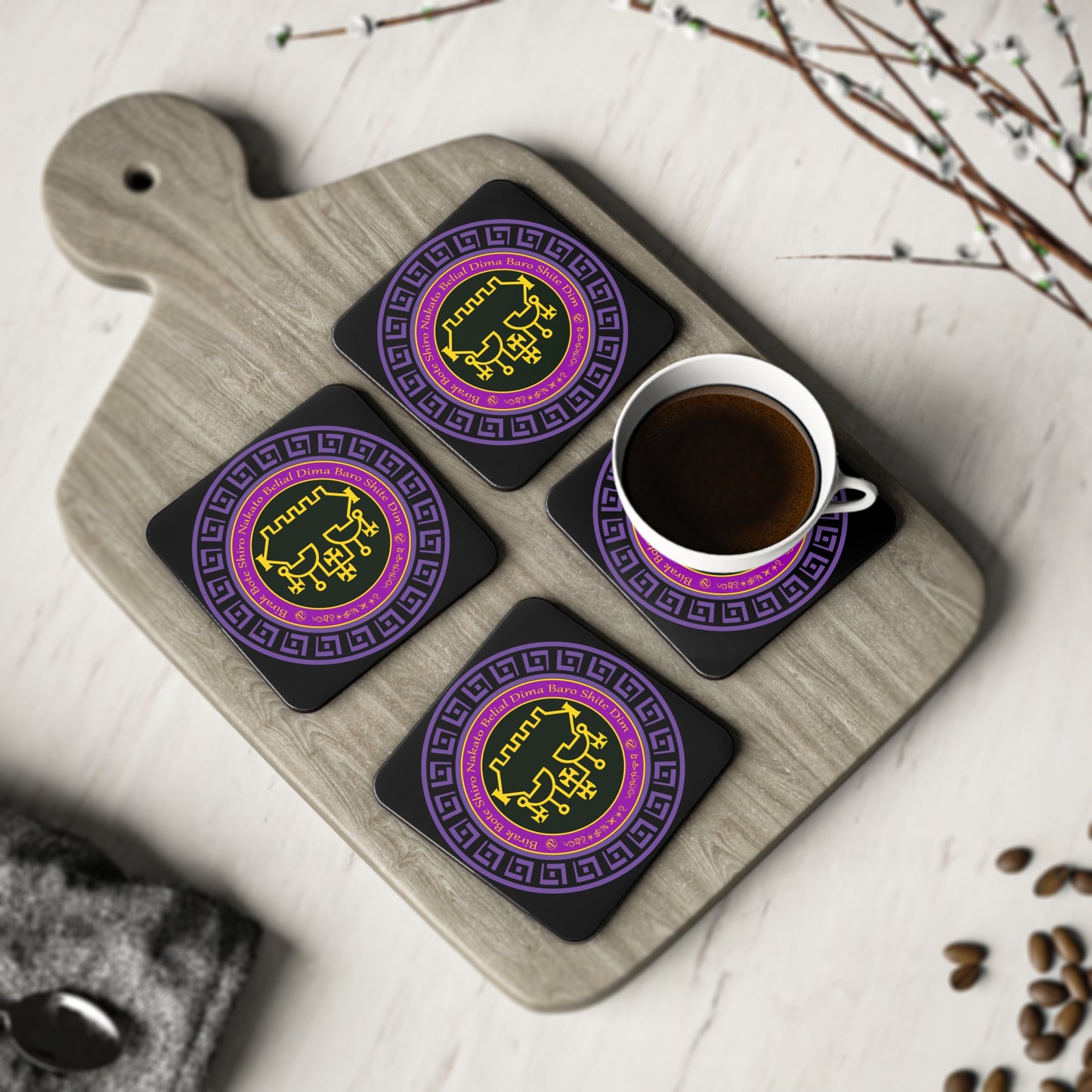 Set 4 bucăți Demon Belial Coaster - Amulete Abraxas ® Magic ♾️ Talismane ♾️ Inițieri