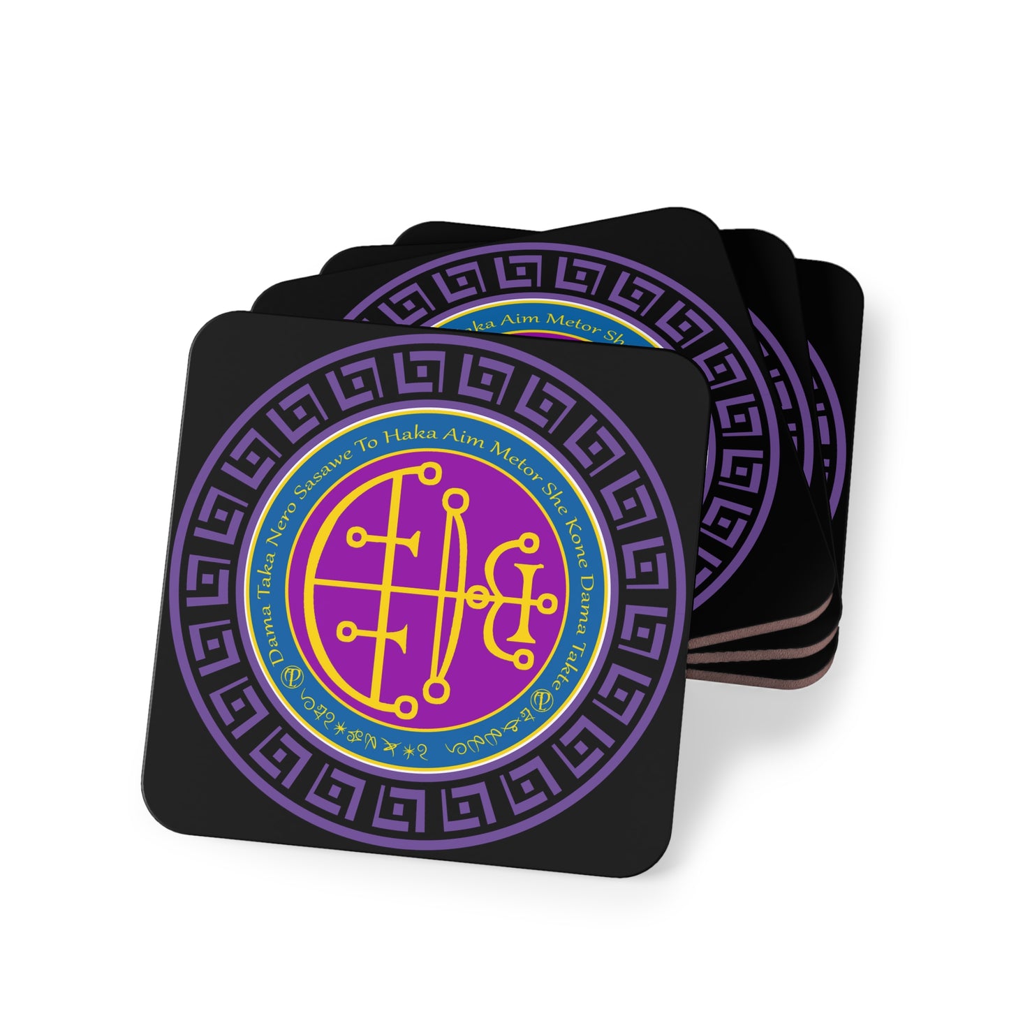 Demon Aim Coaster 4 ชิ้นพร้อมเครื่องหมายและ Enn - Abraxas Amulets ® Magic ♾️ Talismans ♾️ Initiations