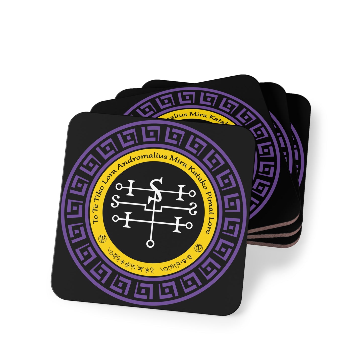 Demon Andromalius Coaster 4 stuks met Sigil en Enn - Abraxas Amulets ® Magic ♾️ Talismans ♾️ Inisiasies