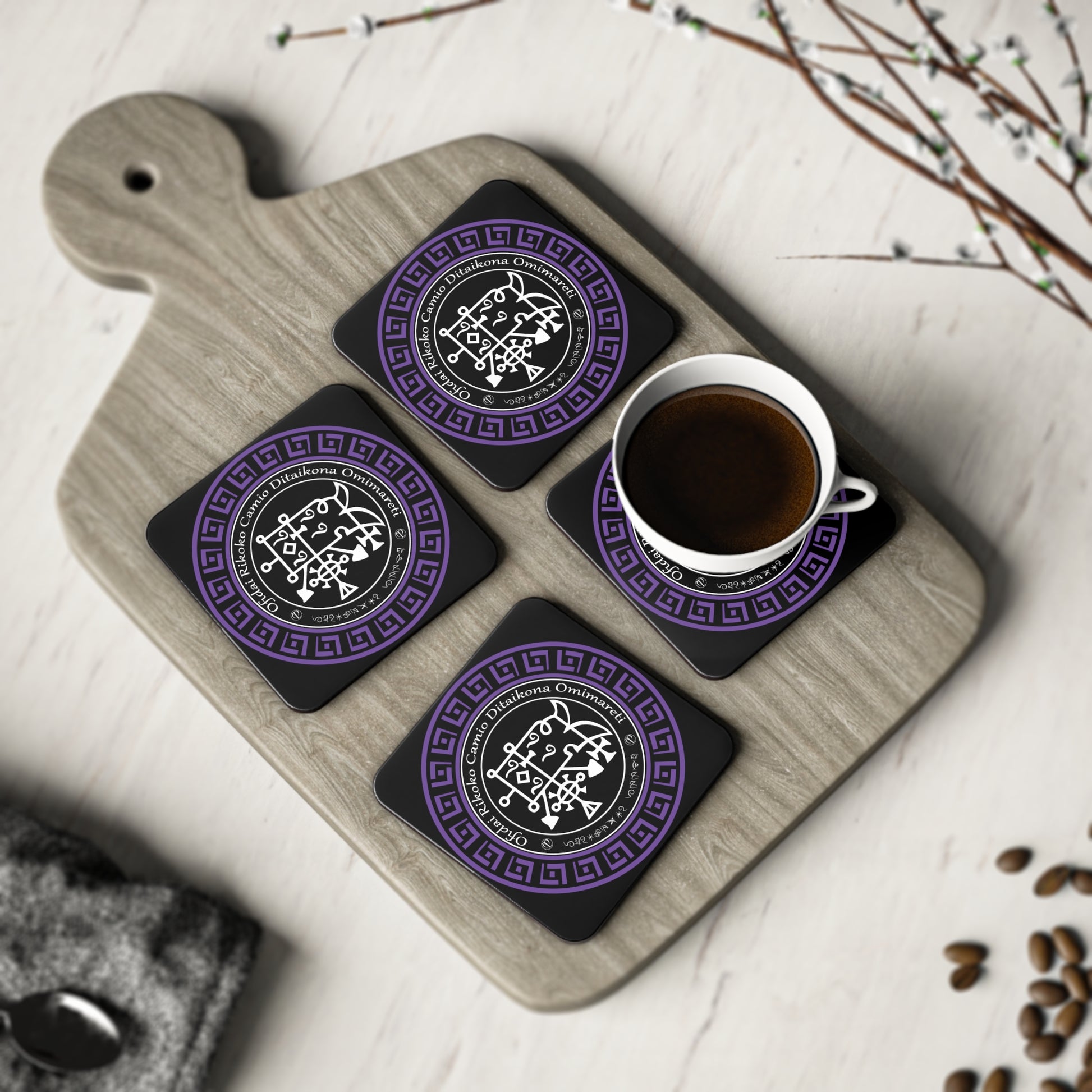 Demon Camio Coaster 4st med Sigil och Enn - Abraxas Amulets ® Magic ♾️ Talismans ♾️ Initiationer