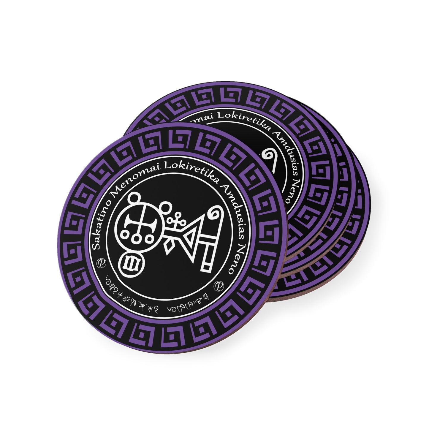 Idemoni Amdusias Coaster 4pcs eneSigil kunye ne-Enn-Abraxas Amulets ® Magic ♾️ Talismans ♾️ Initiations