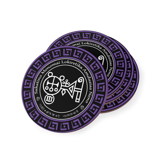 Demon Amdusias Coaster 4pcs dengan Sigil dan Enn - Abraxas Amulets ® Magic ♾️ Jimat ♾️ Inisiasi