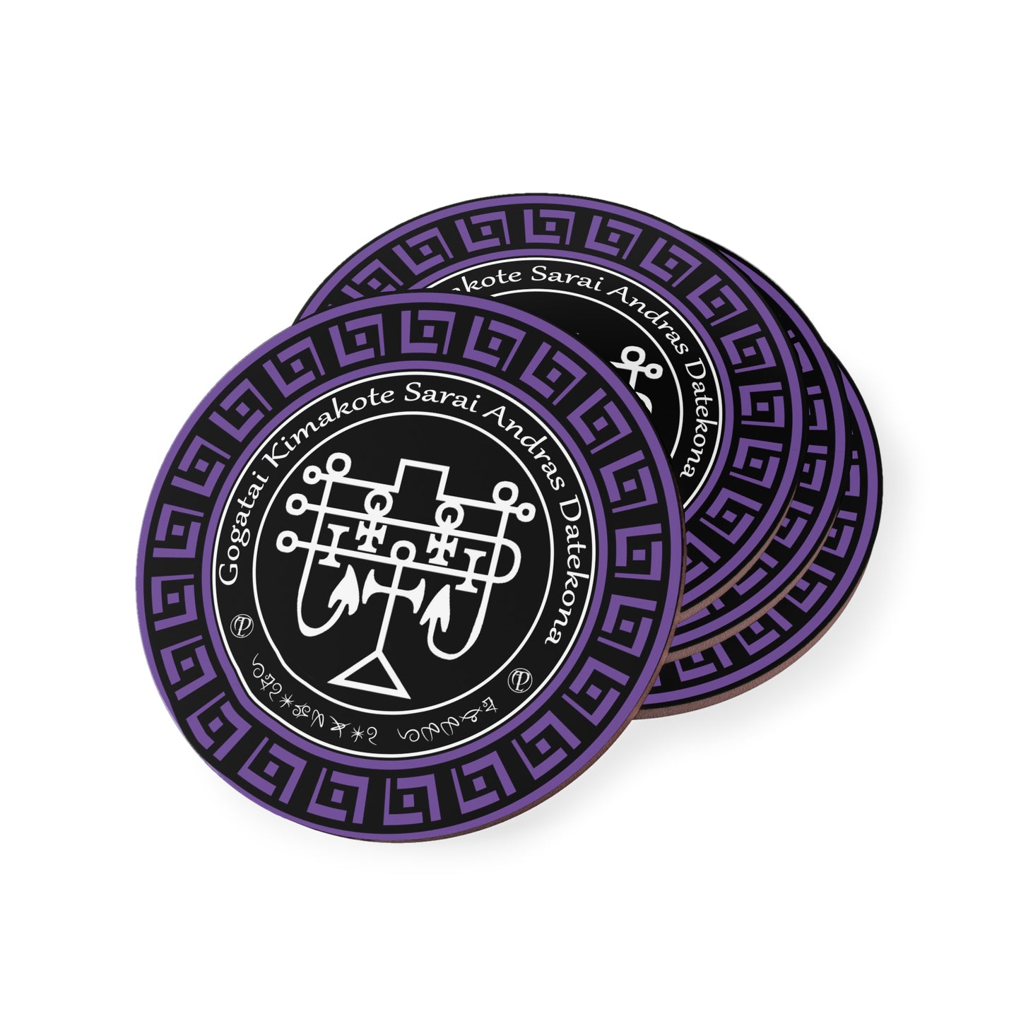 Demon Andras Coaster 4pcs saita tare da Sigil da Enn - Abraxas Amulets ® Magic ♾️ Talismans ♾️ Ƙaddamarwa