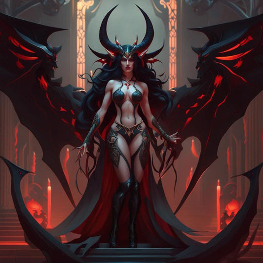 Demonska umetnost: Succubus Nyxelia, Baelova spremljevalka in sestra Lilithinega dvora - Abraxas Amulets ® Magic ♾️ Talismani ♾️ Iniciacije