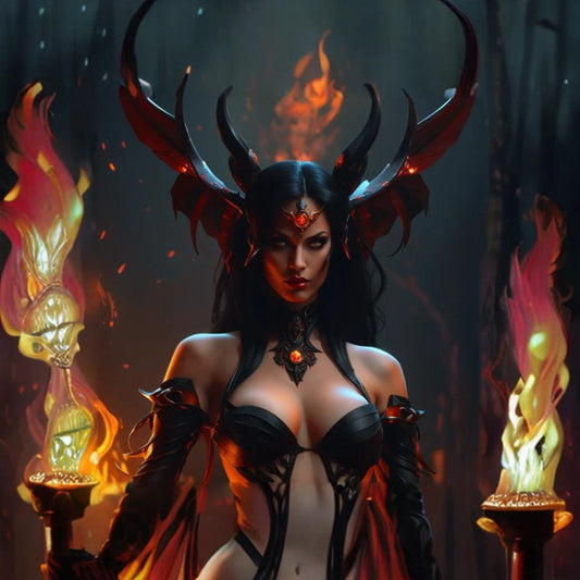 Demonska umetnost: Fire Succubus Solenebrix z Lilithinega dvora - Abraxas Amulets ® Magic ♾️ Talismani ♾️ Iniciacije