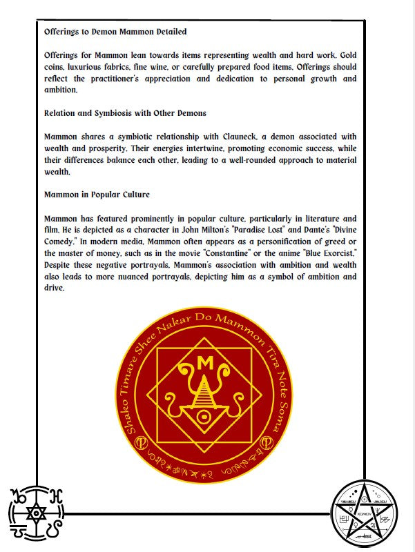 Grimoire of Mammon Spells & Rituals материалды және байлықты алу үшін - Abraxas Amulets ® Magic ♾️ Тұмарлар ♾️ Бастамалар