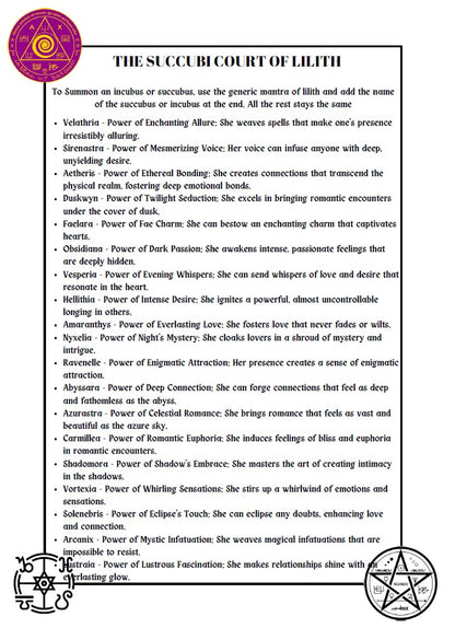 Grimoire of Lilith Spells & Rituals for Success, Respect and Invoke Succubus & Incubus - Abraxas Amulets ® Magic ♾️ Talismans ♾️ Initiations