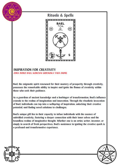 Grimoire of Bael Spells & Rituals for wealth obtained by creativity & to Empower Yourself - Abraxas Amulets ® Magic ♾️ Talismans ♾️ Initiations