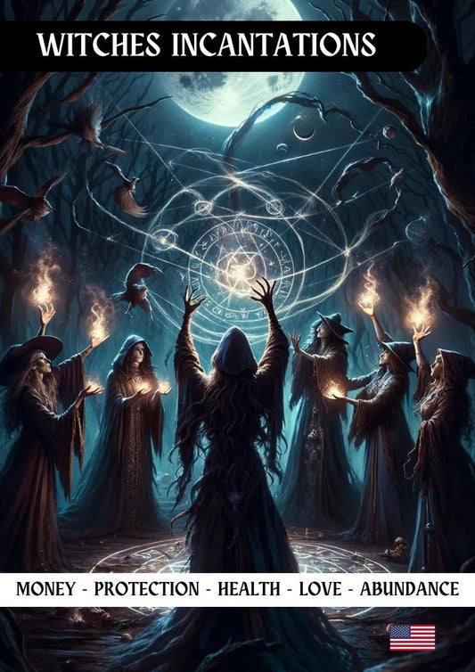 Witches Incantations: ຄູ່ມືການສະກົດຄໍາທີ່ມີພະລັງແລະໂປສເຕີສິລະປະ Magic - Abraxas Amulets ® Magic ♾️ Talismans ♾️ ການລິເລີ່ມ