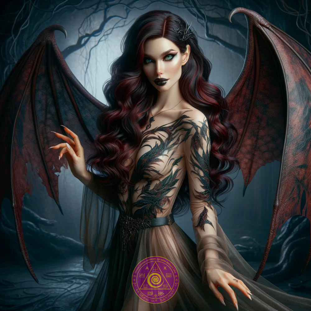 Spiritual Wall Art of Dark Demon Lilith, Lilith Wallpaper, Lilith Poster, Demon Poster - Abraxas Amulets ® Magic ♾️ Talismans ♾️ Initiations