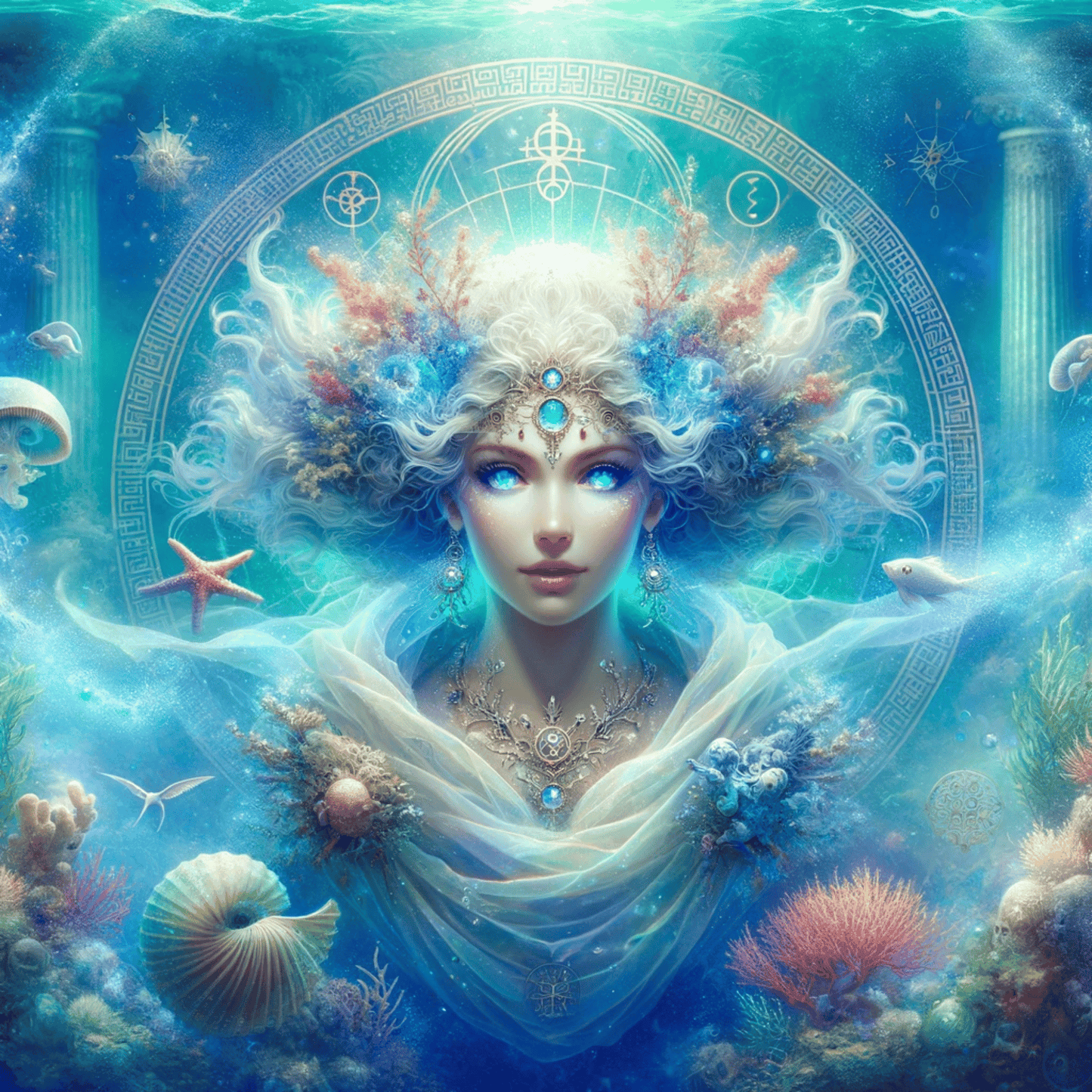 Trải nghiệm ân sủng của biển cả: Nữ thần biển Amphrytrite của Hy Lạp - Bùa hộ mệnh Abraxas ® Phép thuật ♾️ Bùa hộ mệnh ♾️ Lễ khởi xướng