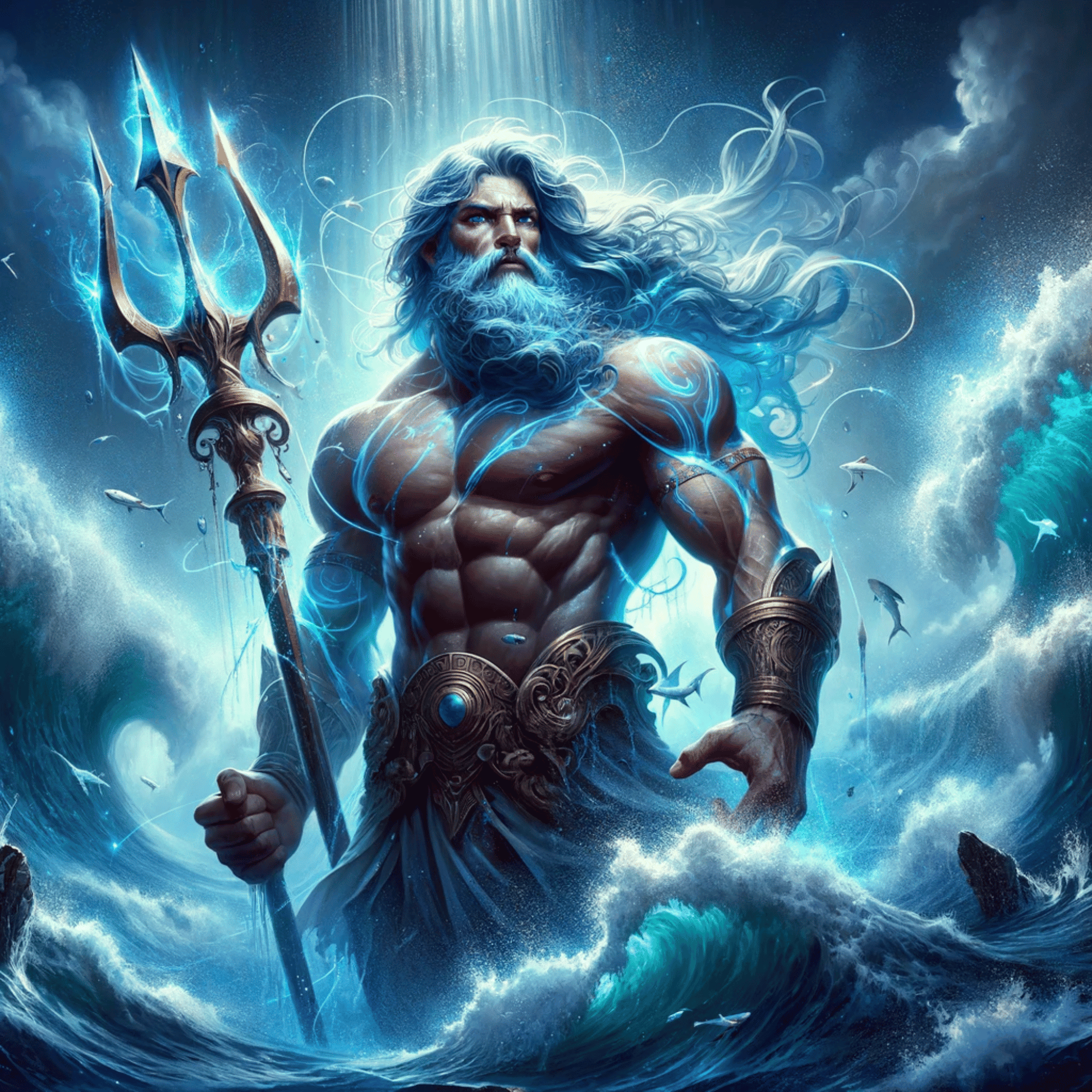 Experience the Power of the Seas: Greek God Poseidon Art - Abraxas Amulets ® Magic ♾️ Talismans ♾️ Initiations
